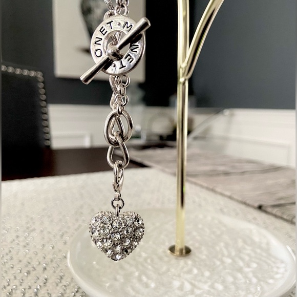 MONET heart charm bracelet with rhinestones - Picture 9 of 12